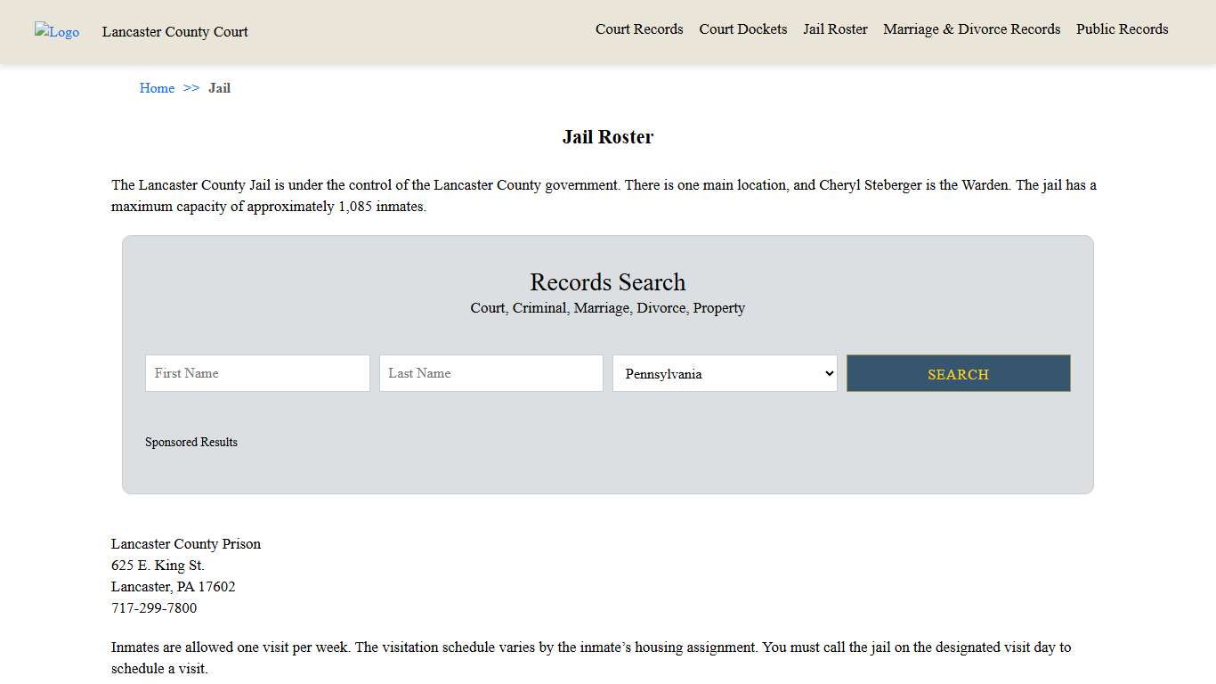 Jail Roster Lancaster County Court